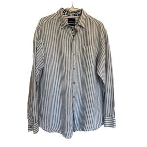 Tommy Bahama striped linen button down shirt mens size Large